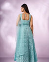 Mohey Women Light Blue Net Anarkali Suit with Embroidery