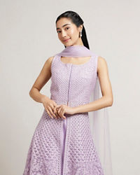 Mohey Women Soft Lilac with Scallop Patterns & Bel Buti Embroidery Anarkali Suit