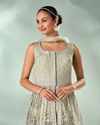 Mohey Women Green Net Anarkali Suit with Embroidery