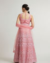 Mohey Women Dusty Pink Floral & Leaf Embroidered Anarkali Suit with Rhinestone Work
