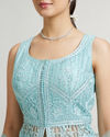 Mohey Women Powder Blue Bel Buti Embroidered Anarkali Suit with Sequin Work