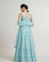 Mohey Women Powder Blue Bel Buti Embroidered Anarkali Suit with Sequin Work