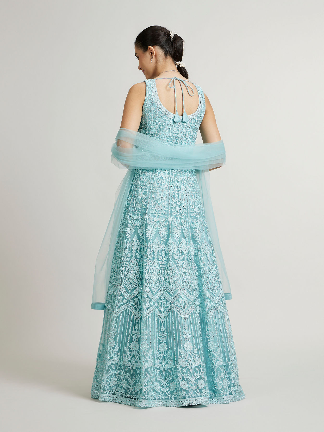 Mohey Women Powder Blue Bel Buti Embroidered Stitched Suit with Sequin Work image number 4