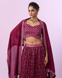 Mohey Women Wine Coloured Elegance Lehenga