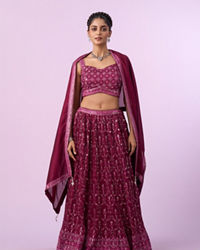 Mohey Women Wine Coloured Elegance Lehenga