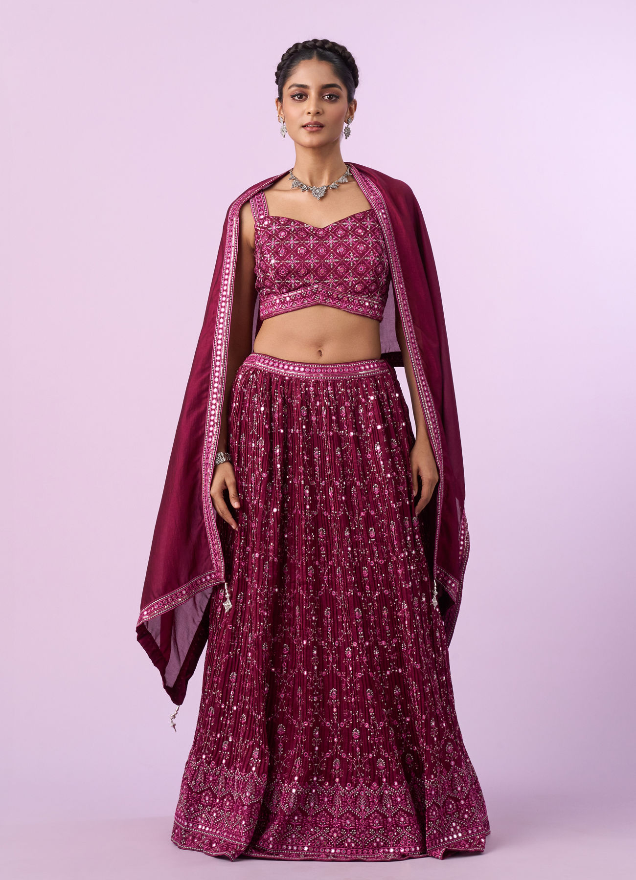 Mohey Women Wine Coloured Elegance Lehenga