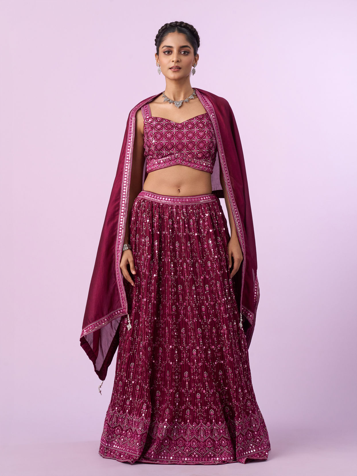 Mohey Women Wine Coloured Elegance Lehenga