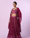Mohey Women Wine Coloured Elegance Lehenga