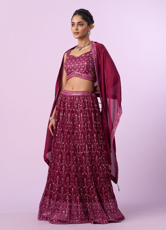 Mohey Women Wine Coloured Elegance Lehenga