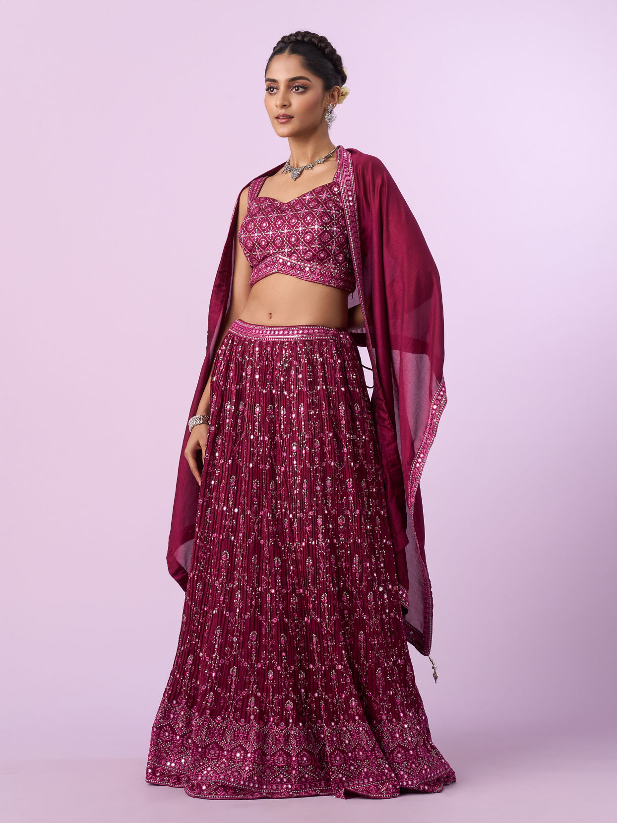 Mohey Women Wine Coloured Elegance Lehenga