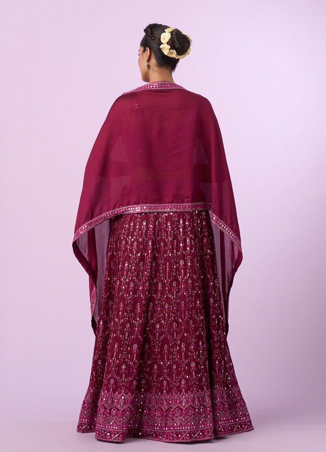 Mohey Women Wine Coloured Elegance Lehenga