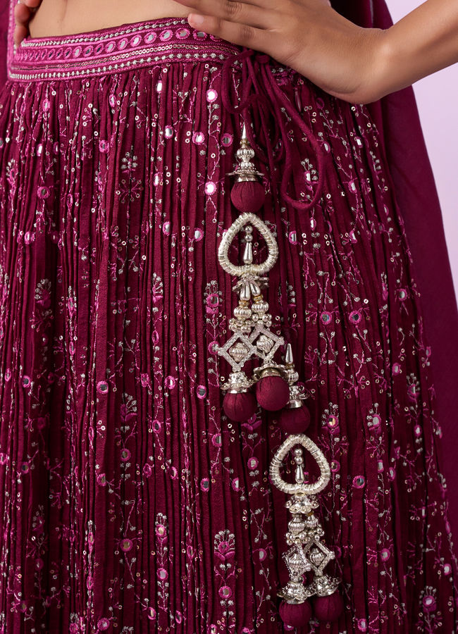 Mohey Women Wine Coloured Elegance Lehenga