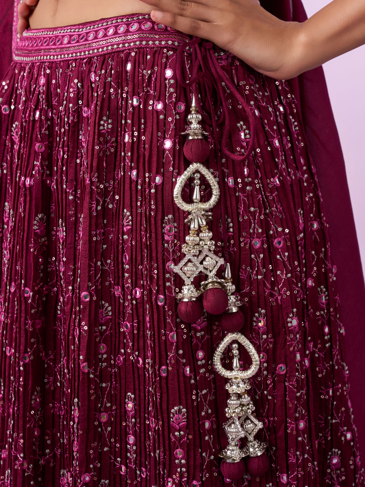 Mohey Women Wine Coloured Elegance Lehenga