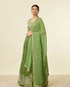 alt message - Mohey Women Green Art Silk Lehenga with Mirror Work image number 1