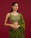 Mohey Women Green Lehenga with Mirror Work