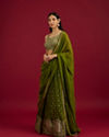 Mohey Women Green Art Silk Lehenga with Mirror Work