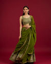 Green Art Silk Lehenga with Mirror Work