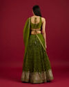 Mohey Women Green Art Silk Lehenga with Mirror Work