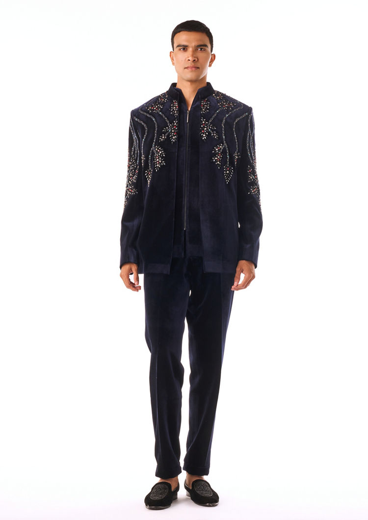 Twamev Men Midnight Stonework Indo Western
