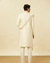 Manyavar Men Pearled Ivory White Medallion Patterned Sherwani Set image number 4