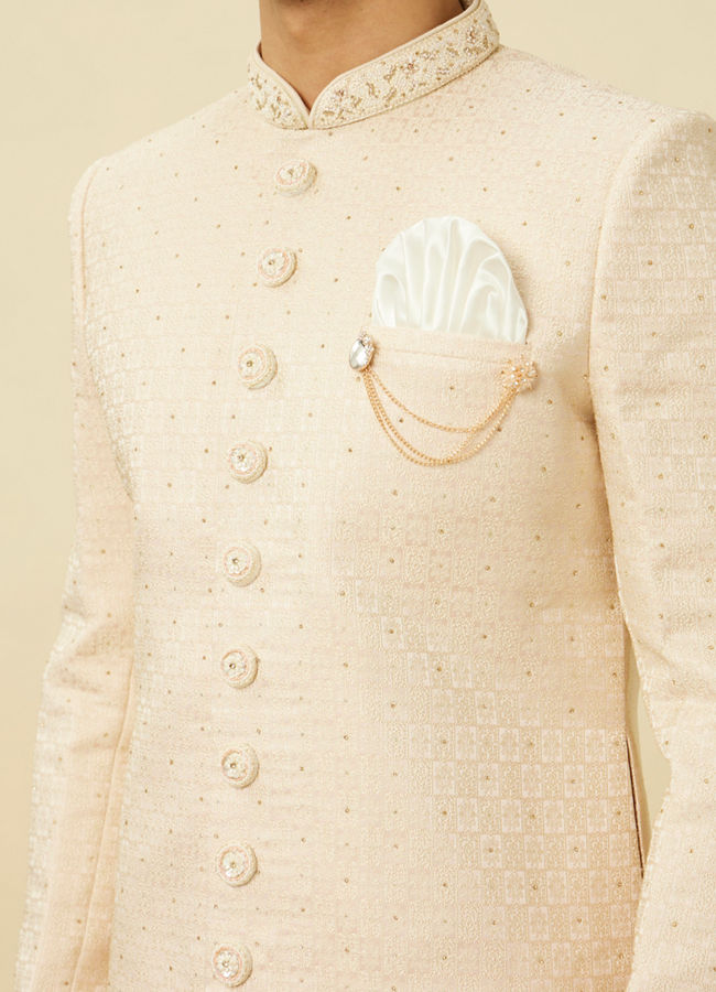 Manyavar Men Rosewater Pink Medallion Patterned Sherwani Set