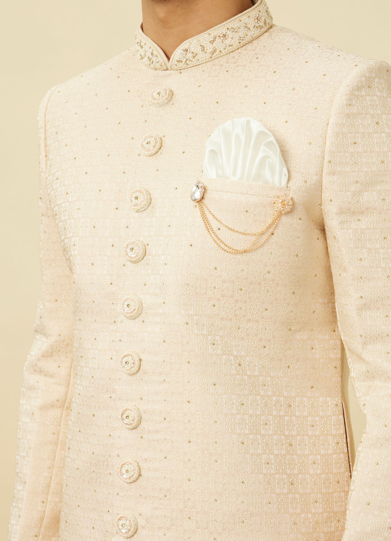 Manyavar Men Rosewater Pink Medallion Patterned Sherwani Set