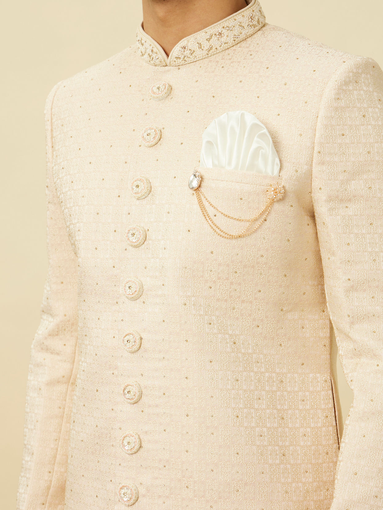 Manyavar Men Rosewater Pink Medallion Patterned Sherwani Set