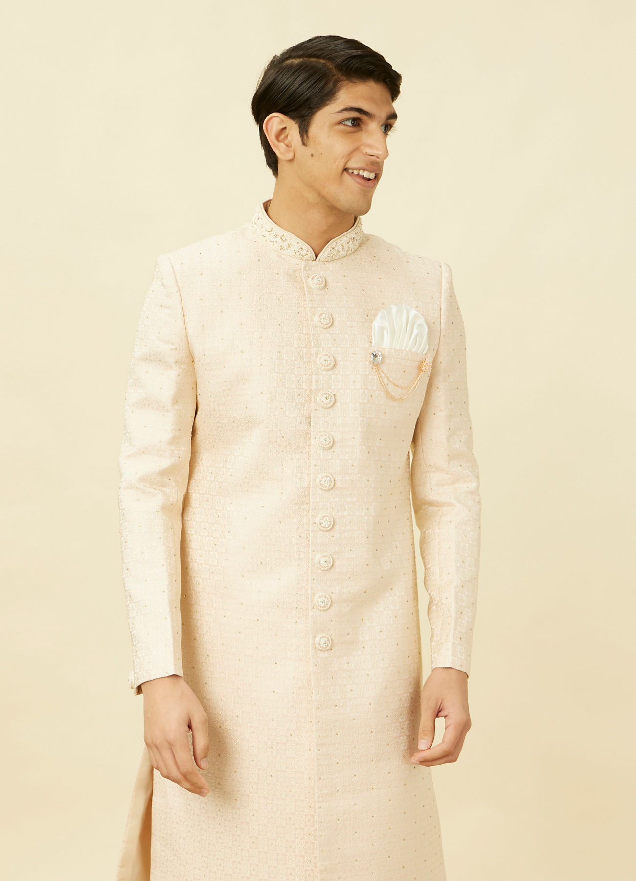 Manyavar Men Rosewater Pink Medallion Patterned Sherwani Set