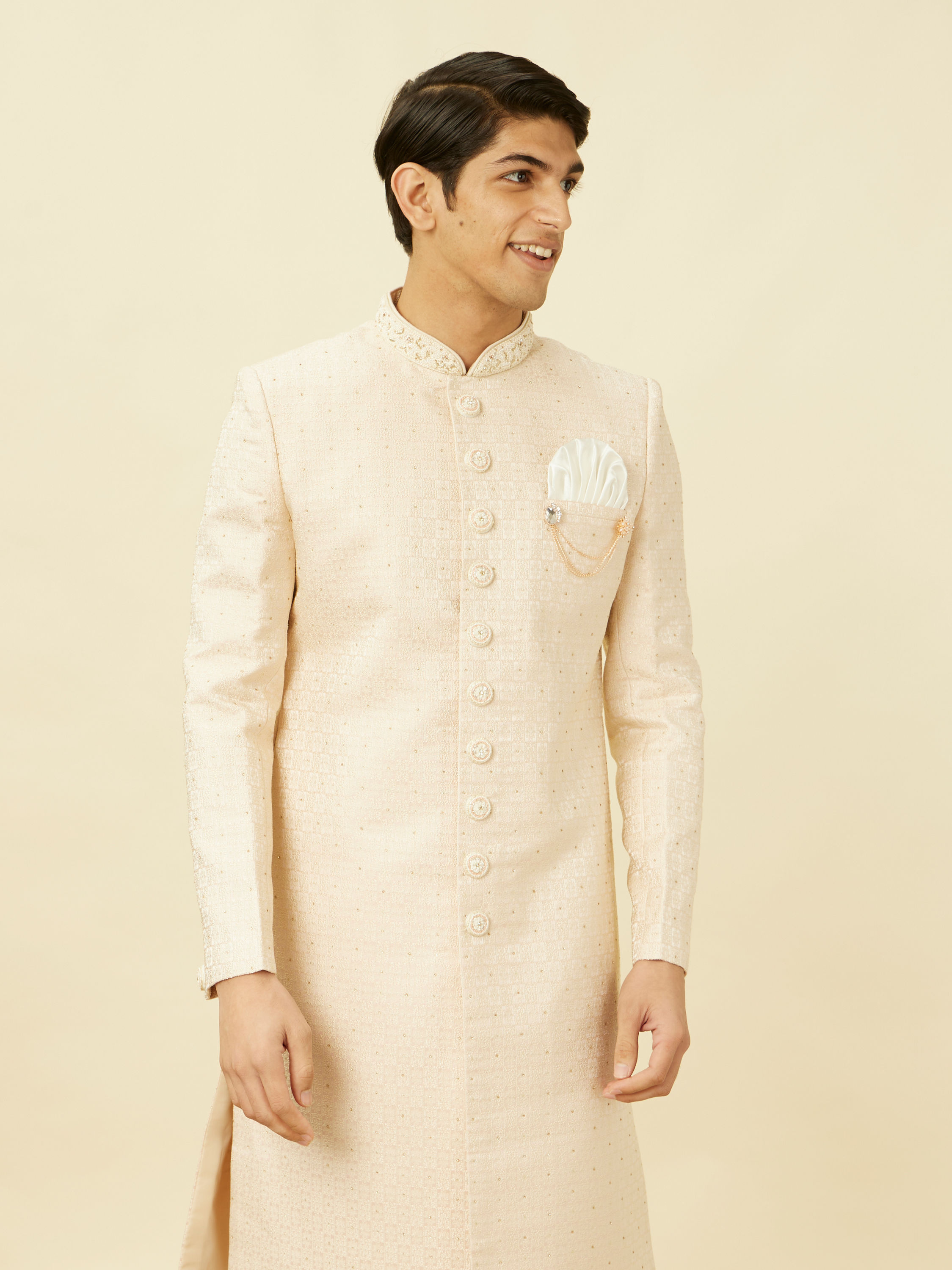 Manyavar Men Rosewater Pink Medallion Patterned Sherwani Set