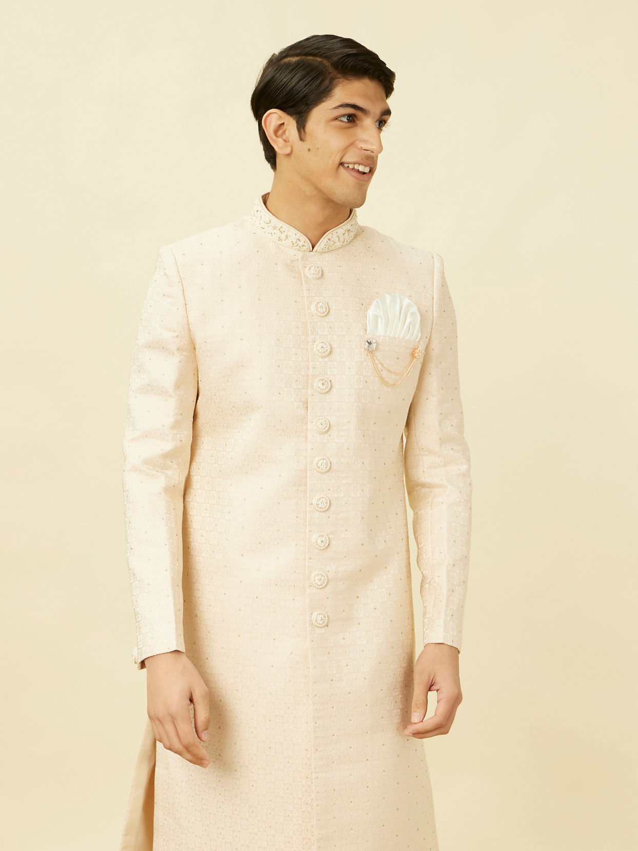 Manyavar Men Rosewater Pink Medallion Patterned Sherwani Set