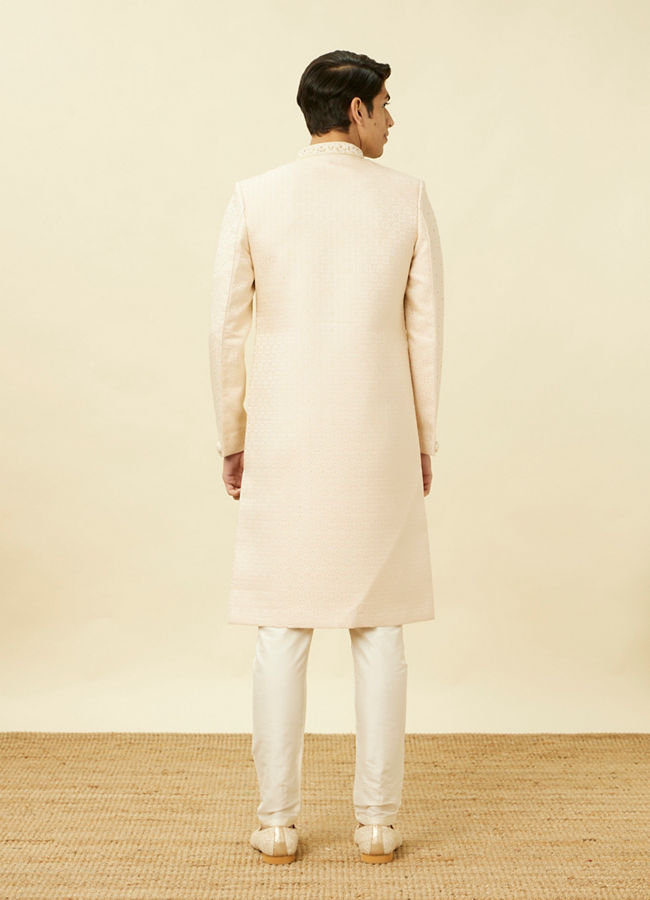 alt message - Manyavar Men Rosewater Pink Medallion Patterned Sherwani Set image number 4