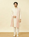Manyavar Men Whisper White Ogee Patterned Sherwani Set