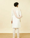 Manyavar Men Whisper White Ogee Patterned Sherwani Set