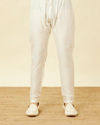 Manyavar Men Whisper White Ogee Patterned Sherwani Set