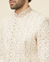 Manyavar Men Cream Aari Embroidered Sherwani Set