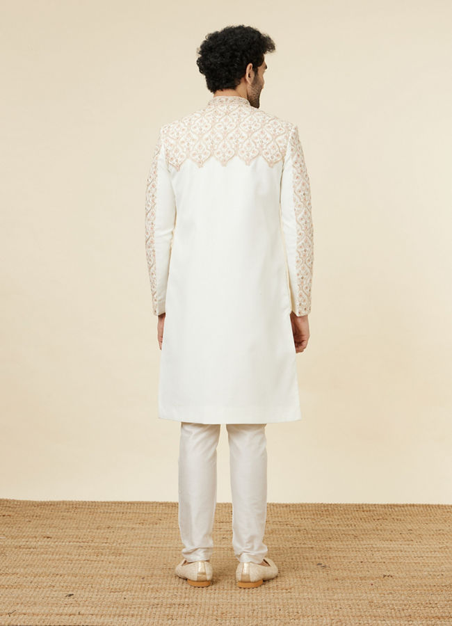 Manyavar Men Cream Aari Embroidered Sherwani Set