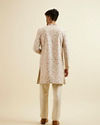 Manyavar Men Cream Pink Bel Buti Patterned Sherwani Set