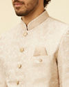 Cream Pink Imperial Jaal Patterned Sherwani Set image number 1