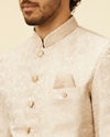 Manyavar Men Cream Pink Imperial Jaal Patterned Sherwani Set