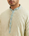 alt message - Manyavar Men Aqua Green Floral Motif Sherwani Set image number 2