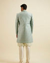 alt message - Manyavar Men Aqua Green Floral Motif Sherwani Set image number 6