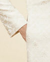 Manyavar Men Pearl White Floral Jaal Patterned Sherwani Set