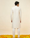 Manyavar Men Pearl White Floral Jaal Patterned Sherwani Set