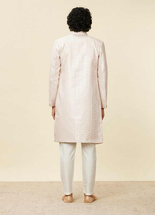 Manyavar Men Dusty Pink Self Patterned Sherwani Set