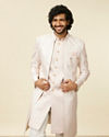 Manyavar Men Dusty Pink Self Patterned Open Sherwani Set