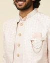 Manyavar Men Dusty Pink Self Patterned Open Sherwani Set