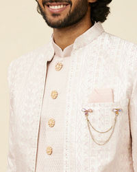 Manyavar Men Dusty Pink Self Patterned Sherwani Set