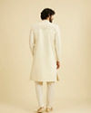 Manyavar Men Cream Beige Jaal Medallion Patterned Sherwani Set with Rhinestones