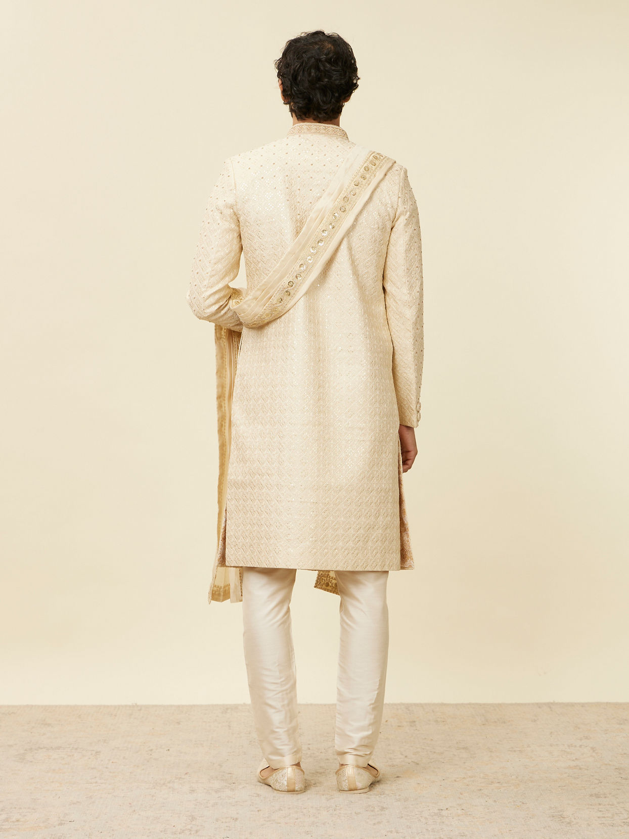 Manyavar Men Sand Beige Sequinned Sherwani Set