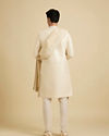 Manyavar Men Baby Pink Grid Patterned Sherwani Set with Sequin Work
